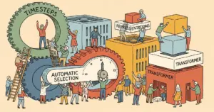 Editorial illustration for: A-SelecT: Automatic Timestep Selection for Diffusion Transformer Representation Learning