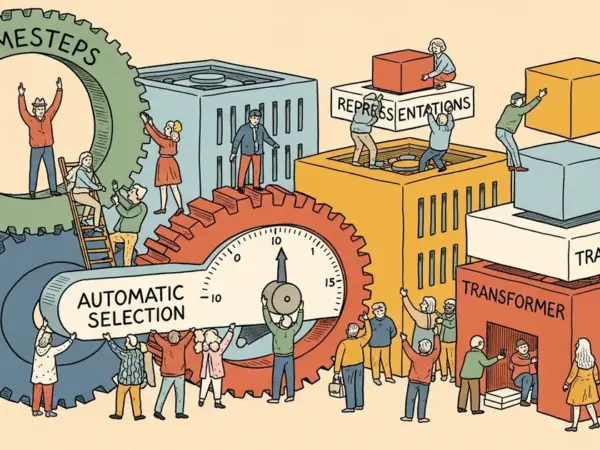 Editorial illustration for: A-SelecT: Automatic Timestep Selection for Diffusion Transformer Representation Learning