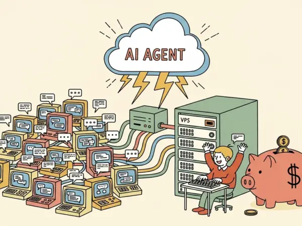 Editorial illustration for: Developer Runs AI Agent on a $7 VPS With IRC as Transport, Capped at $2 Per Day