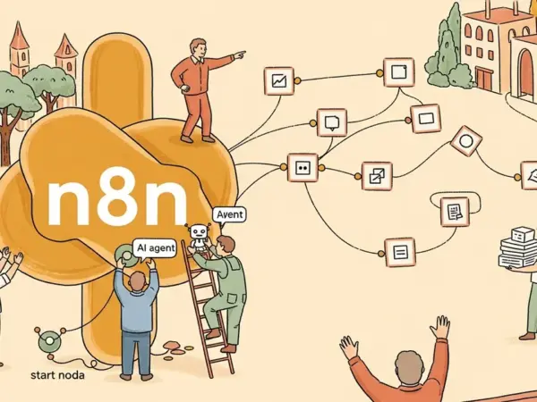 Editorial illustration for: How to Build an AI Agent Workflow With n8n (Step-by-Step)