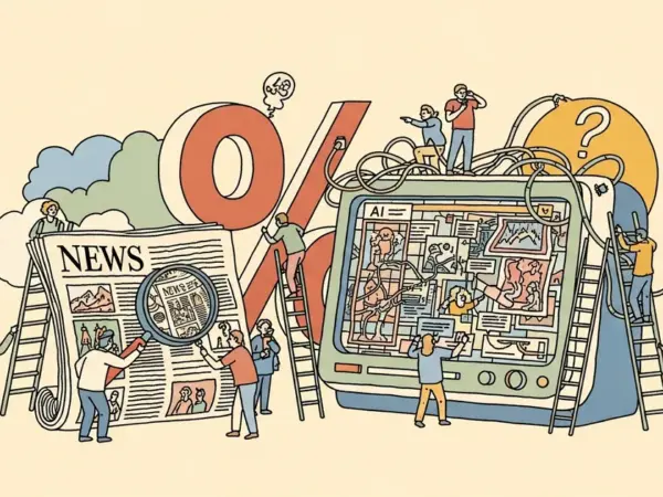 Editorial illustration for: Research Shows AI Chatbots Misrepresent News Content 45 Percent of the Time
