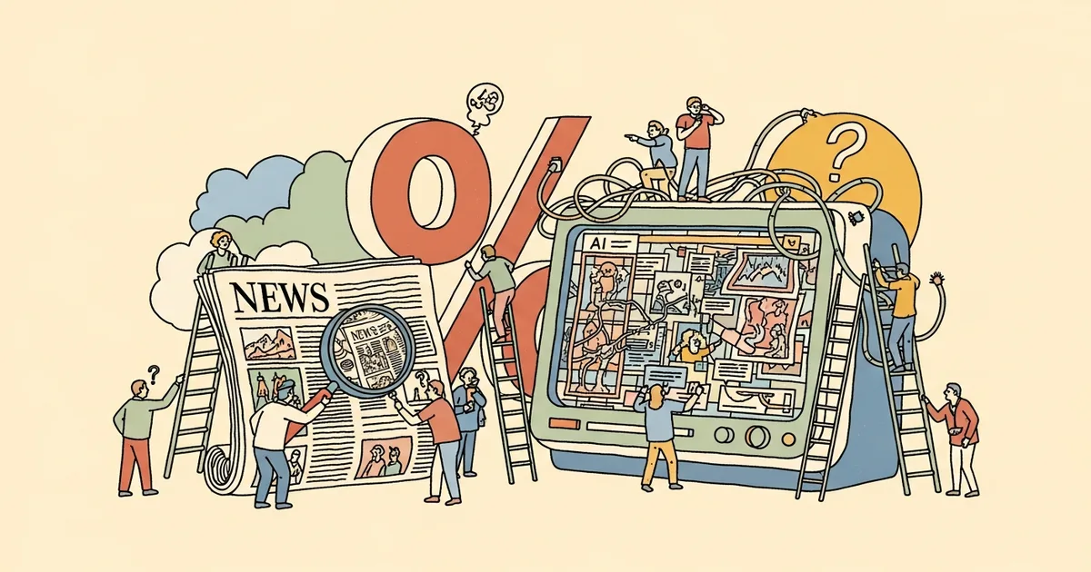 Editorial illustration for: Research Shows AI Chatbots Misrepresent News Content 45 Percent of the Time