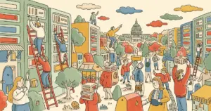 Editorial illustration for: Sanders and AOC Want to Ban New AI Data Centers Until Congress Acts