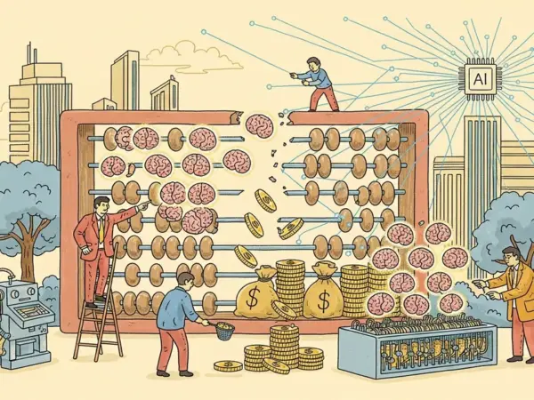 Editorial illustration for: Economist Argues AI Is Severing Link Between Intelligence and Wealth