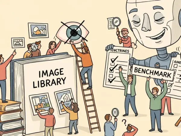 Editorial illustration for: AI models confidently describe images they never saw, and benchmarks fail to catch it