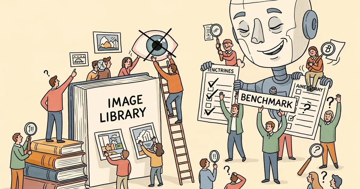 Editorial illustration for: AI models confidently describe images they never saw, and benchmarks fail to catch it