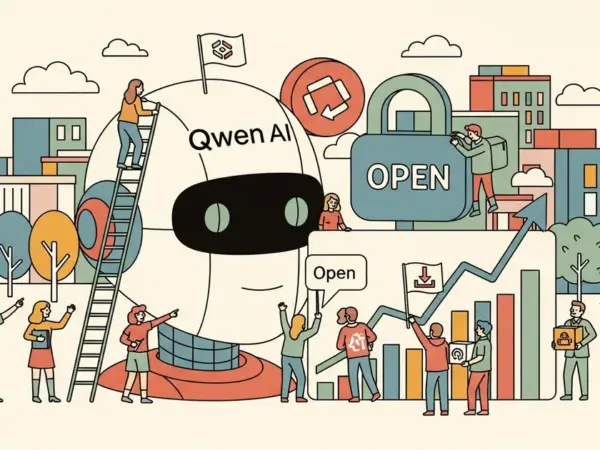 Editorial illustration for: Alibaba Reaffirms Open-Source AI Strategy as Qwen Downloads Pass 700 Million