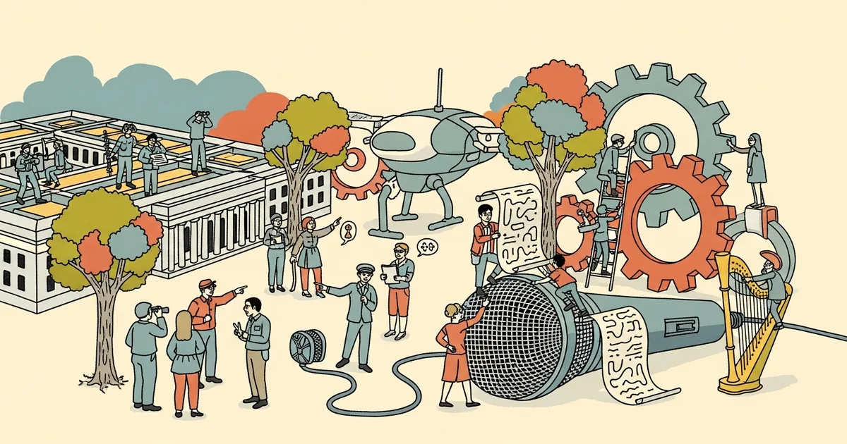 Editorial illustration for: Bloomberg Podcast Examines Anthropic-Pentagon Split Over Autonomous Weapons