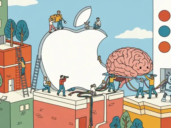 Editorial illustration for: Apple Killed Siri and Rebuilt It With Google's Brain