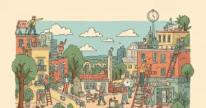 Editorial illustration for: As more Americans adopt AI tools, fewer say they can trust the results