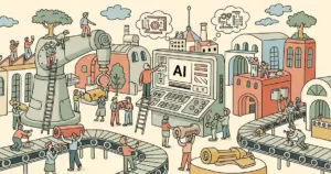 Editorial illustration for: Jeff Bezos Wants $100 Billion to Remake Manufacturing With AI