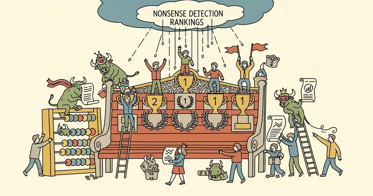 Editorial illustration for: BullshitBench Results Show Anthropic Claude Models Dominate Top Seven Spots in Nonsense Detection