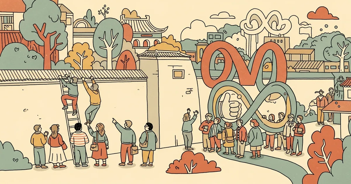 Editorial illustration for: China Bars Founders of AI Startup Manus from Leaving Country Amid Meta Acquisition Probe