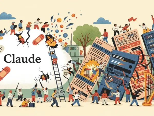 Editorial illustration for: Claude Suffered Eight Major Outages in March 2026 as Demand Overwhelmed Infrastructure