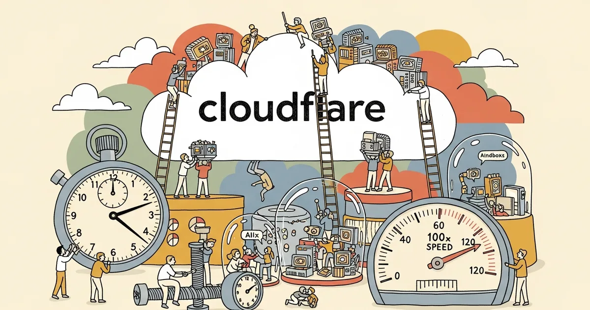 Editorial illustration for: Cloudflare Launches Dynamic Workers for AI Agent Sandboxing at 100x Container Speed