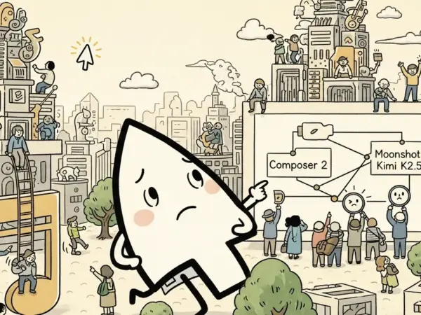 Editorial illustration for: Cursor Faces Backlash for Not Disclosing That Composer 2 Is Built on Moonshot's Kimi K2.5