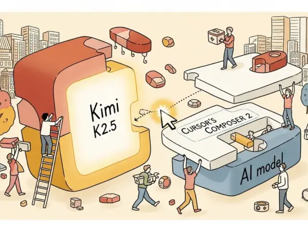 Editorial illustration for: Cursor's Composer 2 Found to Be Built on Chinese AI Model Kimi K2.5