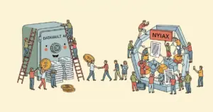 Editorial illustration for: Datavault AI to Acquire NYIAX in All-Stock Deal, Combining AI Data Monetization with Blockchain T