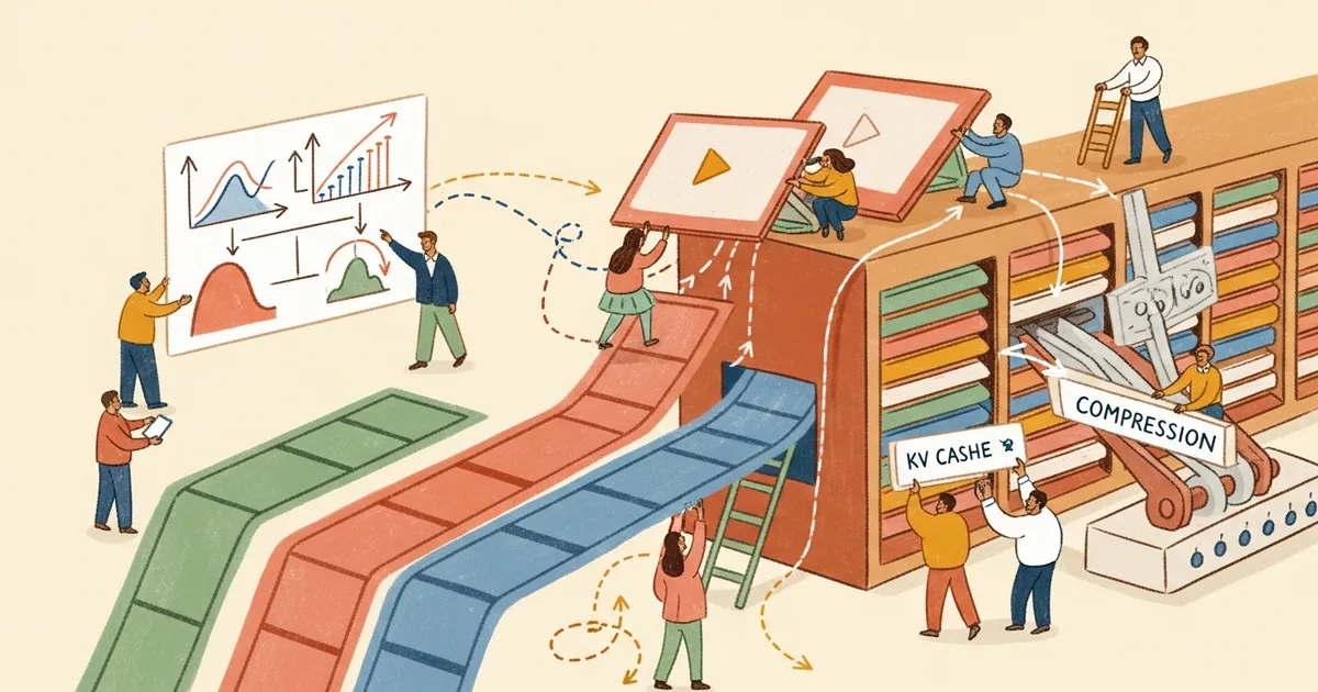 Editorial illustration for: Researchers Apply Video Compression to LLM KV Cache, Cut Quantization Error 10,000x