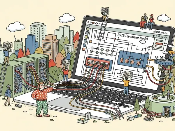 Editorial illustration for: Developer Creates 397B Parameter Model Runner for 48GB MacBook Pro