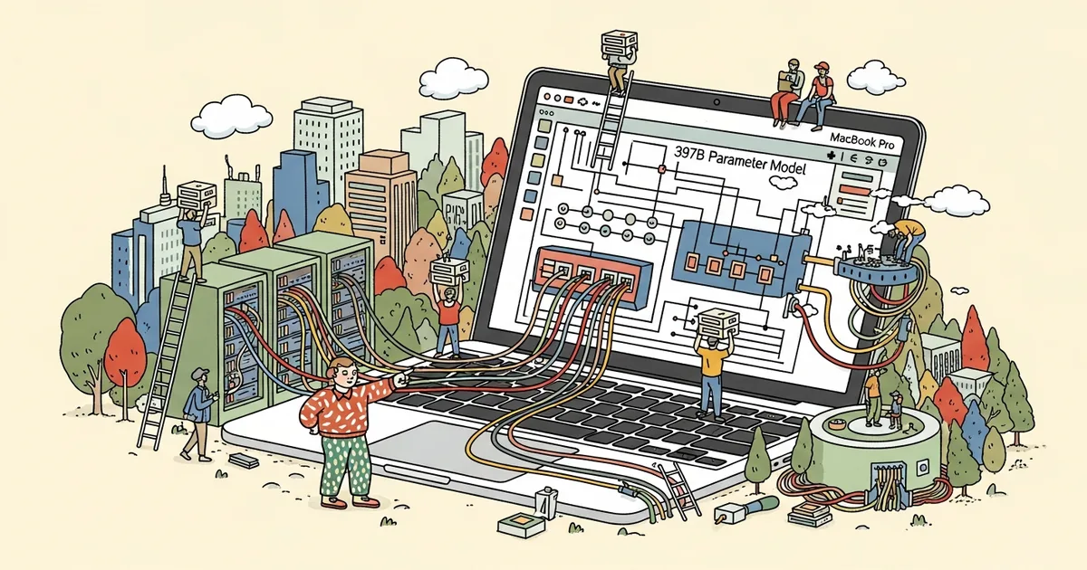 Editorial illustration for: Developer Creates 397B Parameter Model Runner for 48GB MacBook Pro