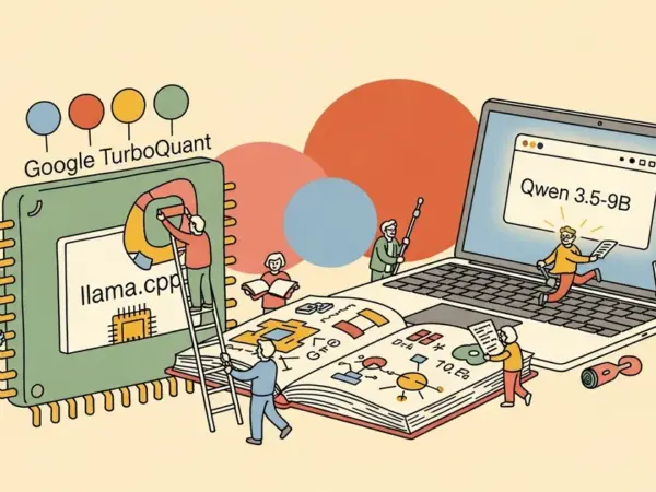 Editorial illustration for: Developer Patches llama.cpp with Google TurboQuant to Run Qwen 3.5-9B on MacBook Air