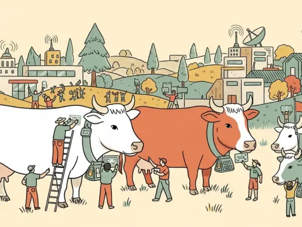 Editorial illustration for: Founders Fund Leads $2 Billion Valuation for Halter, an AI-Powered Cattle Management Startup