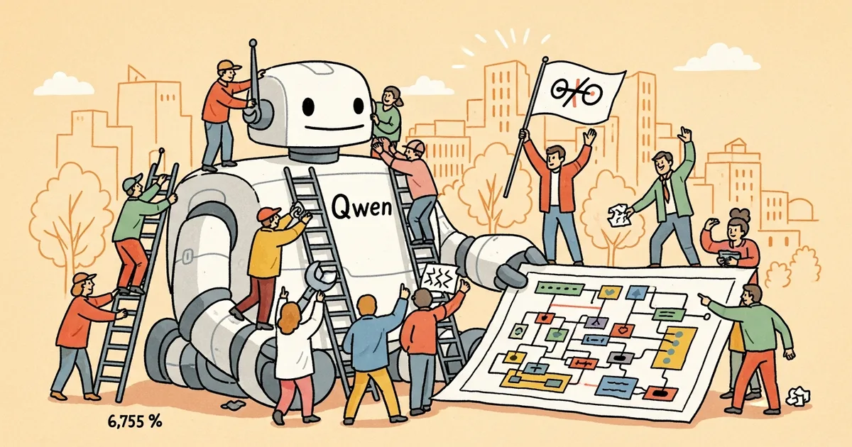 Editorial illustration for: Function Calling Harness Pushes Qwen From 6.75 Percent to 100 Percent Success on Complex Schemas