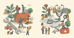 Editorial illustration for: Young Workers Pivot to Trades and Healthcare as AI Reshapes Entry-Level White-Collar Jobs