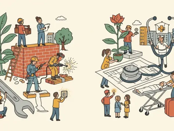 Editorial illustration for: Young Workers Pivot to Trades and Healthcare as AI Reshapes Entry-Level White-Collar Jobs