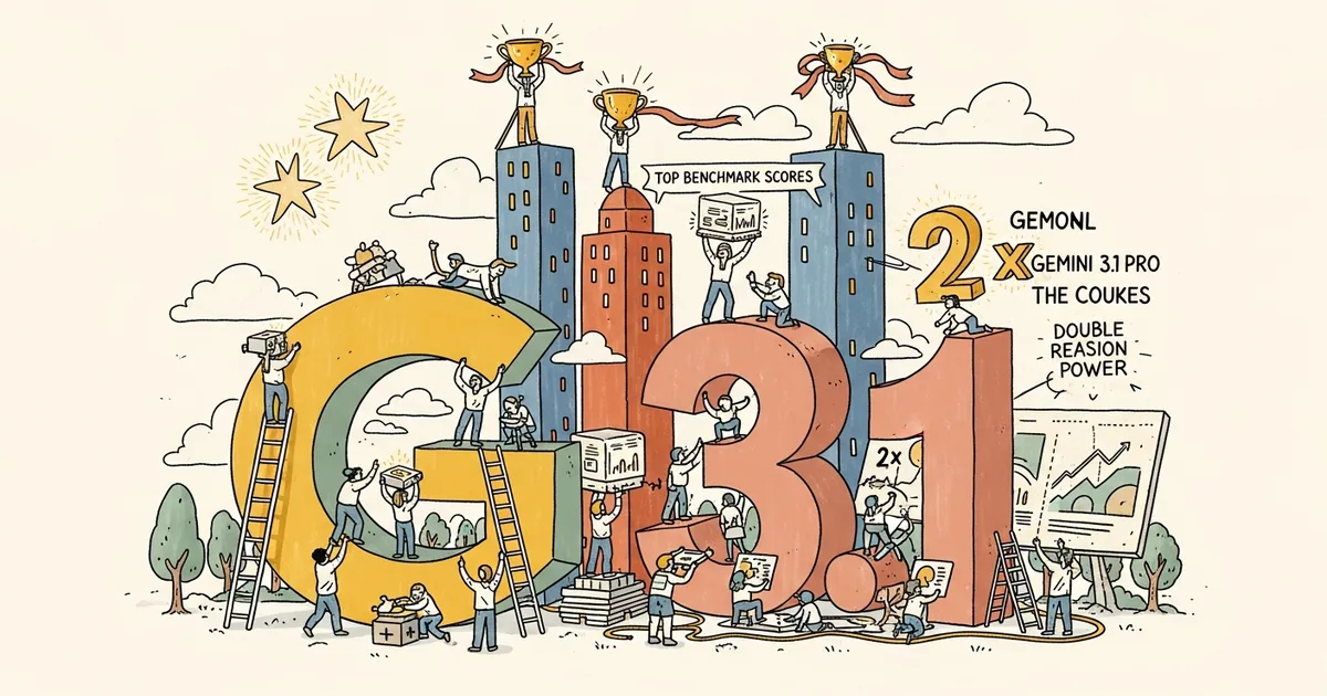 Editorial illustration for: Google Releases Gemini 3.1 Pro with Double the Reasoning Power and Top Benchmark Scores
