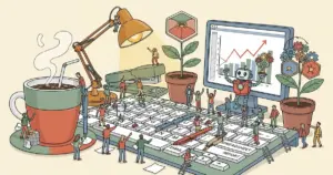 Editorial illustration for: GPT-5.4 Beat Humans at Real Desktop Work. Here's What That Means.