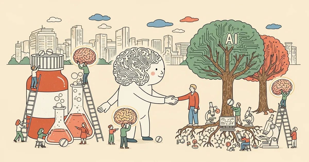 Editorial illustration for: Hippocratic AI Acquires Grove AI to Expand Into Pharmaceutical Research