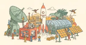 Editorial illustration for: How Space Exploration Is Driving Economic Growth