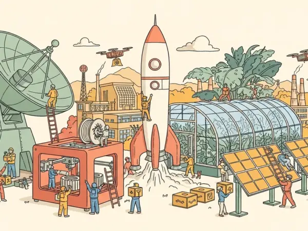 Editorial illustration for: How Space Exploration Is Driving Economic Growth