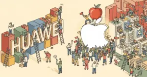 Editorial illustration for: Huawei Growth Stalls After Apple Comeback Offsets China AI Push