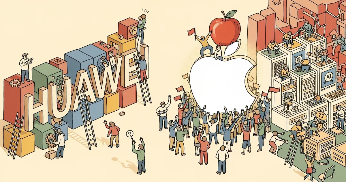 Editorial illustration for: Huawei Growth Stalls After Apple Comeback Offsets China AI Push
