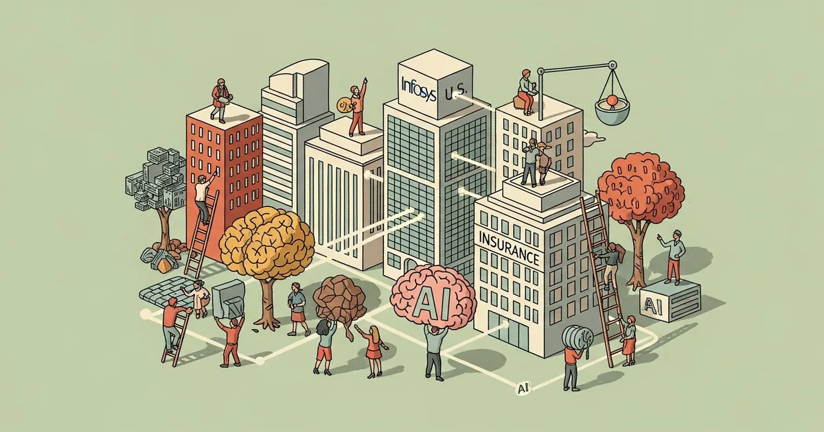 Editorial illustration for: Infosys Acquires Two US Healthcare and Insurance Firms for Up to $465 Million in AI-Driven Push