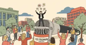 Editorial illustration for: Jensen Huang Declares 'We've Achieved AGI' on Lex Fridman Podcast