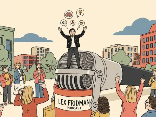 Editorial illustration for: Jensen Huang Declares 'We've Achieved AGI' on Lex Fridman Podcast