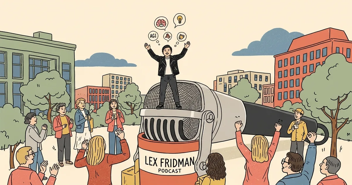 Editorial illustration for: Jensen Huang Declares 'We've Achieved AGI' on Lex Fridman Podcast