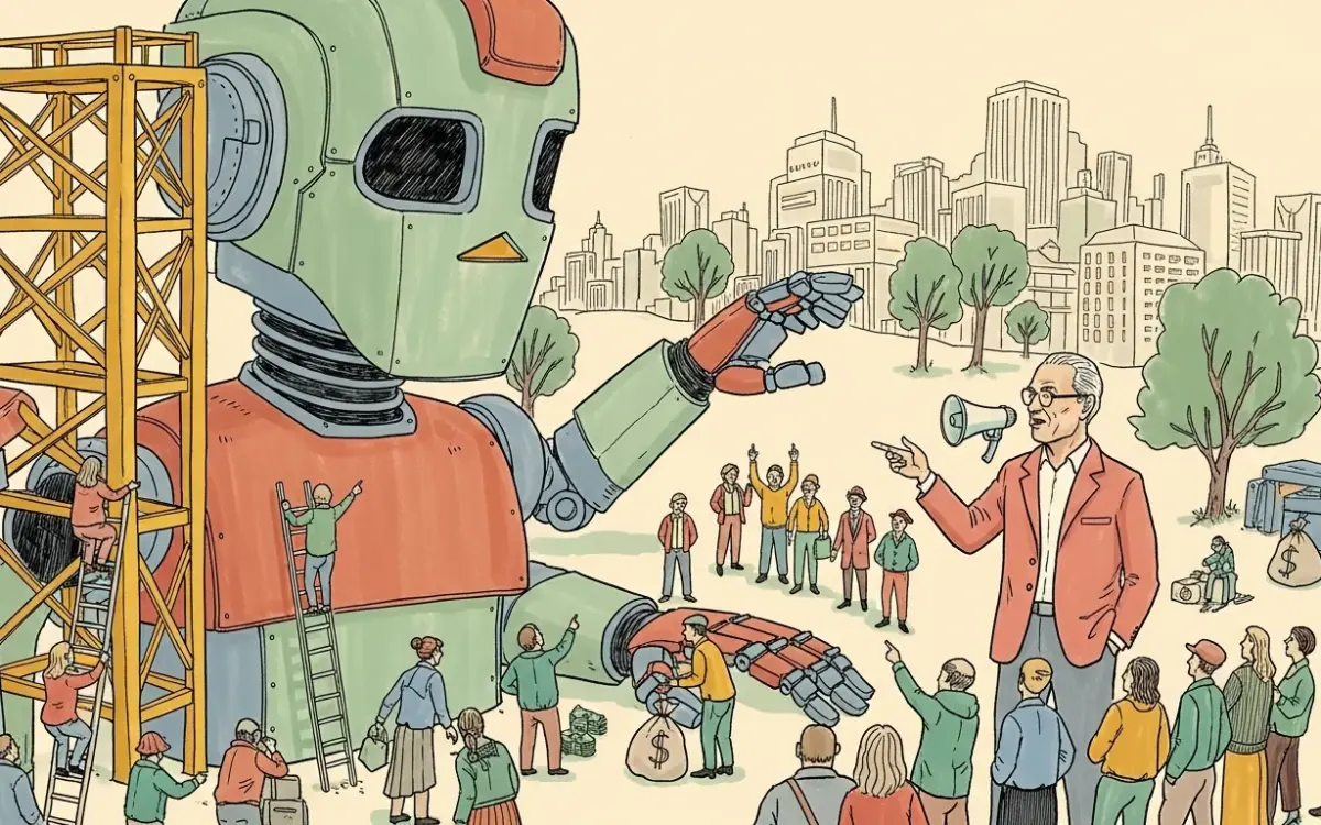 Editorial illustration for: BlackRock CEO Larry Fink AI Wealth Inequality