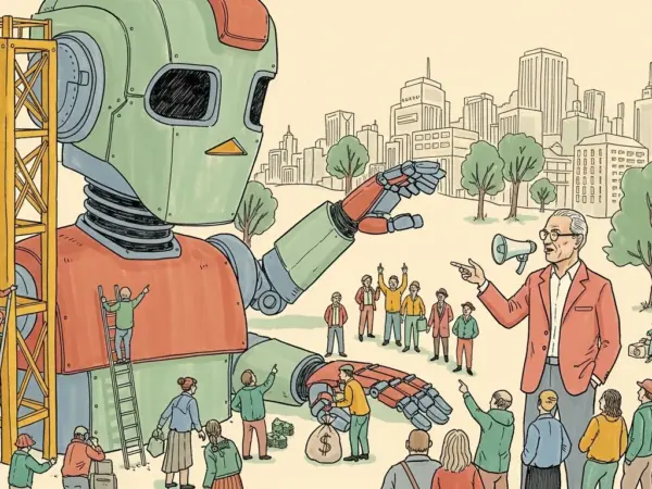 Editorial illustration for: BlackRock CEO Larry Fink AI Wealth Inequality