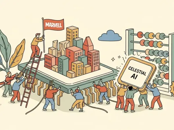 Editorial illustration for: Marvell Technology Completes $3.25 Billion Acquisition of Optical AI Chip Maker Celestial AI