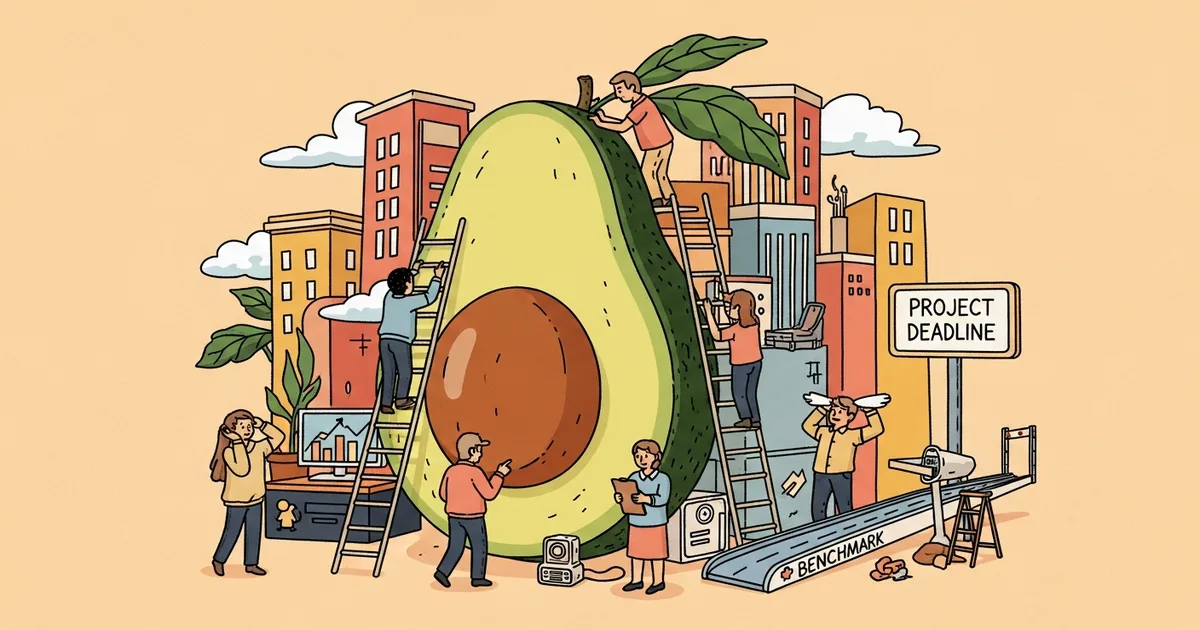 Editorial illustration for: Meta Delays AI Model 'Avocado' to May After Failing Internal Benchmarks Against Gemini 3.0