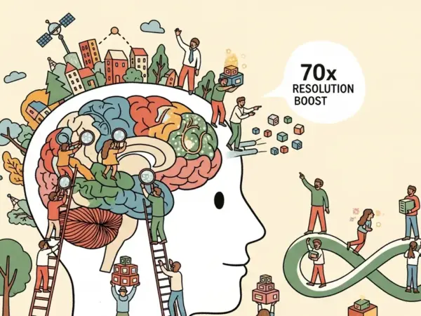 Editorial illustration for: Meta Releases TRIBE v2 Brain Prediction Model with 70x Resolution Boost