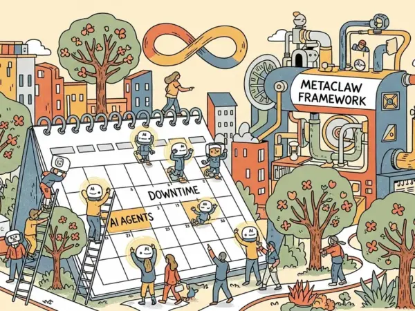 Editorial illustration for: MetaClaw Framework Trains AI Agents During Calendar Downtime