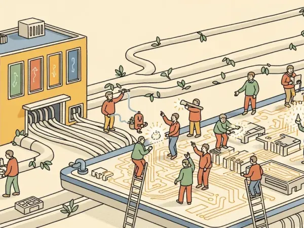 Editorial illustration for: Microsoft Develops MicroLED Optical Interconnects That Cut AI Data Center Energy Use by 50%