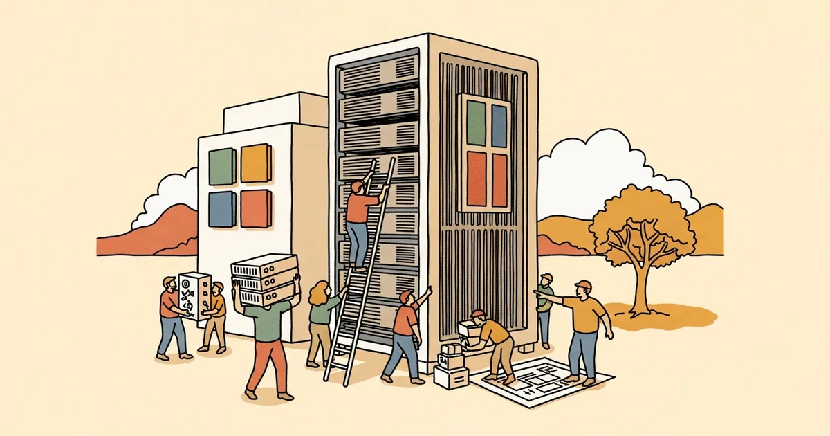 Editorial illustration for: Microsoft Takes Over Texas AI Data Center Expansion After OpenAI Pulls Back From Stargate Project