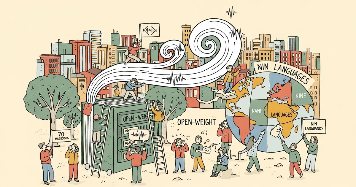 Editorial illustration for: Mistral AI Releases Voxtral TTS Open-Weight Speech Model With 70 Millisecond Latency and Nine Lan